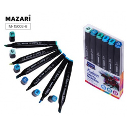 Набор маркеров для скетчинга Mazari Fantasia Marine blue color  6 шт