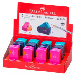 Точилка пластиковая Faber Castell Sleeve Mini с контейнером  1 отверстие в ассортименте