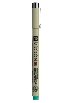 Ручка капиллярная Sakura Pigma Micron 0 45 мм  зеленые чернила