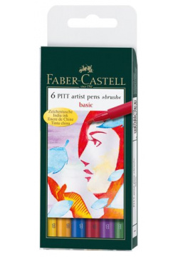 Набор капиллярных ручек Faber Castell Pitt Artist Pen Brush Basic  6 шт
