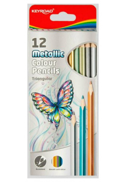 Набор цветных карандашей металлик с блестками Keyroad  12 цветов