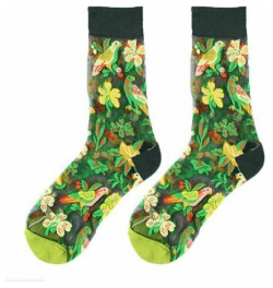 Носки Krumpy Socks Vivid Flowers Цветы и птичка прозрачные  р 35 40