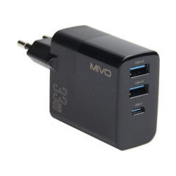 Сетевое зарядное устройство Mivo MP 300Q Quick Charger 33W GaN (2 USB+1 Type C) 