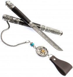 Подарочный нож Бурятский с подвесом  клинок нерж сталь рукоять дерево Арт Мастерская Баясхаланова