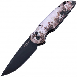 Автоматический складной нож Pro Tech TR 3 Limited  клинок черный сталь 154CM рукоять алюминий рисунок скелеты пиратов