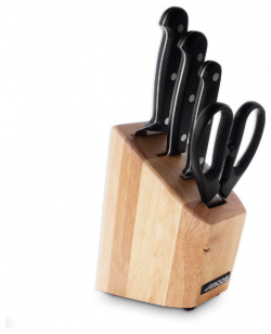 Набор из 3 х кухонных ножей с ножницами на деревянной подставке Universal  Arcos В