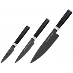 Набор кухонных ножей Samura Mo V Stonewash  сталь AUS 8 рукоять G10