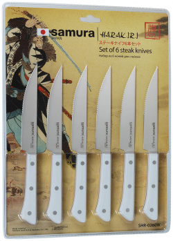 Набор кухонных ножей для стейка Samura Harakiri  сталь AUS 8 рукоять пластик