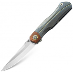 Складной нож Bestech Thyra  сталь M390 рукоять титан/медь серый Knives