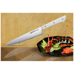 Нож кухонный универсальный Samura "HARAKIRI" (SHR 0023W) 150 мм  сталь AUS 8 рукоять ABS пластик белый