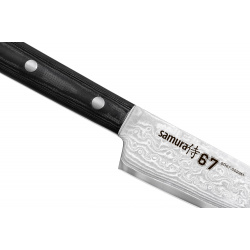 Нож кухонный "Samura 67" универсальный 150 мм  дамаск 67 слоев микарта Samura