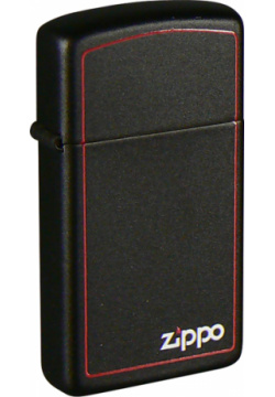 Зажигалка ZIPPO Slim® с покрытием Black Matte  латунь/сталь чёрная матовая 30x10x55 мм