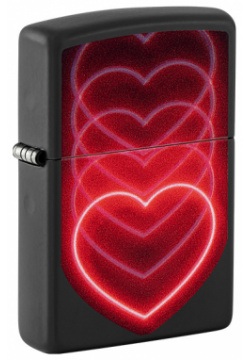 Зажигалка ZIPPO Hearts Design с покрытием Black Light  латунь/сталь черная матовая