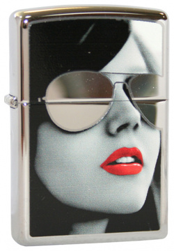 Зажигалка ZIPPO Sunglasses High Polish Chrome  латунь с ник хром покрыт серебр глянц 36х56х12 мм