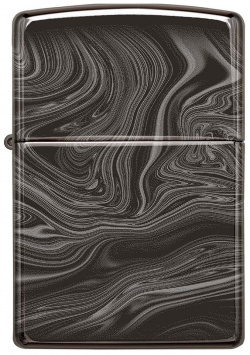 Зажигалка ZIPPO Marble Pattern Design с покрытием High Polish Black  латунь/сталь чёрная