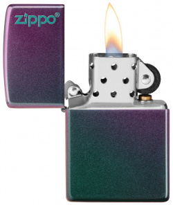 Зажигалка ZIPPO Logo Classic с покрытием Iridescent  латунь/сталь фиолетовая матовая 36x12x56 мм