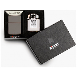 Зажигалка ZIPPO Black Ice® и вставной блок для трубок  подарочный набор
