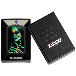 Зажигалка ZIPPO Skeleton Design с покрытием Black Light  латунь/сталь черная матовая