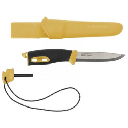 Нож с фиксированным лезвием Morakniv Companion Spark Black Yellow  сталь Sandvik 12C27 рукоять резина/пластик Mora
