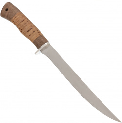 Нож филейный Нерпа  сталь 65х13 рукоять береста Фабрика Баринова