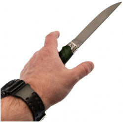 Туристический нож С17  сталь Х12МФ рукоять карельская береза зеленый Слон