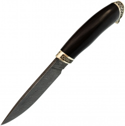 Нож Разделочный  сталь дамаск рукоять черное дерево Кузница Семина