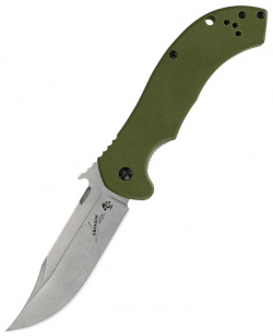 Складной нож Emerson Design CQC 10K KERSHAW 6030  сталь лезвия 8Cr14MoV Stonewashed Bowie Blade рукоять G 10/410 зелёный