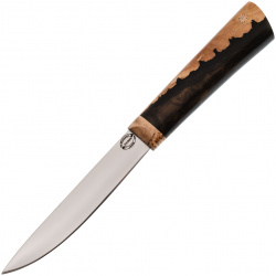 Средний якутский нож с откованным долом  сталь Х12МФ карельская береза/акрил Стальные бивни