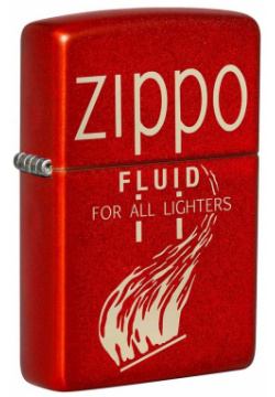 Зажигалка ZIPPO Retro с покрытием Metallic Red  латунь/сталь красная 38x13x57 мм