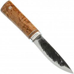 Нож Якутский шейный  сталь Х12МФ рукоять карельская береза дюраль с откованным долом Стальные бивни