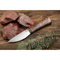 Нож Скинер  сталь Х12МФ рукоять карельская береза коричневая с откованным долом Стальные бивни