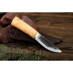 Нож Скинер  сталь Х12МФ рукоять карельская береза дюраль с откованным долом Стальные бивни