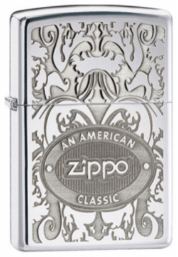 Зажигалка ZIPPO American Classic  латунь с покрытием High Polish Chrome серебристый 36х12x56 мм
