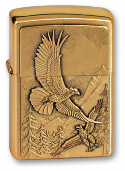 Зажигалка ZIPPO Eagles  латунь с покрытием Brushed Brass золотистый матовая 36х12x56 мм