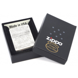 Зажигалка ZIPPO Antique Silver Plate  латунь с покрытием ™Plate серебристый матовая 36х12x56 мм