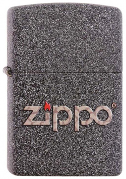 Зажигалка ZIPPO  латунь с покрытием Iron Stone™ серая фирменным логотипом матовая 36x12x56 мм