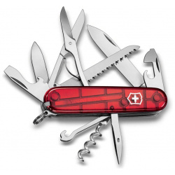 Нож перочинный Victorinox Huntsman  сталь X55CrMo14 рукоять Cellidor® полупрозрачный красный