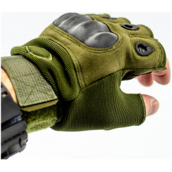 Тактические перчатки без пальцев  армейские зеленые XL China Factory