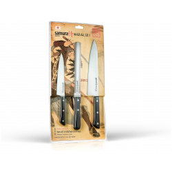Подарочный набор из 3 х кухонных ножей Samura Harakiri (универсальный  для замороженных продуктов шеф) сталь Aus 8 рукоять ABS пластик