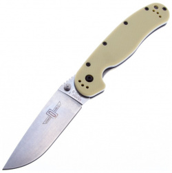 Нож складной Ontario RAT 1  сталь Aus 8 Stonewash рукоять термопластик GRN tan