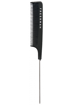 FRESHMAN Расческа мелкозубая разноуровневая для волос с металлической спицей / Collection Carbon 025 