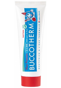 BUCCOTHERM Гель паста зубная детская от 2 до 6 лет с клубничным вкусом и термальной водой / 50 мл PFBUC00065 