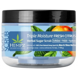 HEMPZ Скраб сахарный для тела Тройное Увлажнение / Triple Moisture Fresh Citrus Herbal Sugar Scrub 176 г 110 8028 03 