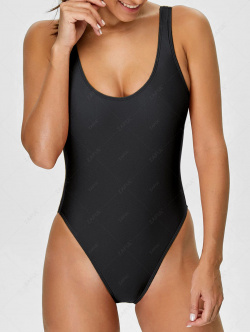 Women One Piece High Cut Backless Swimsuit L ZAFUL  In a solid color hue