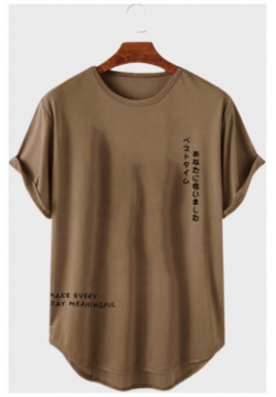 T shirts décontractés à manches courtes avec ourlet incurvé et lettres japonaises pour hommes newchic