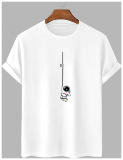 T shirts à manches courtes et col rond imprimé astronaute pour hommes newchic