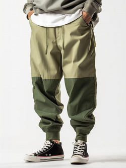 Pantalon ample décontracté en Patchwork bicolore pour hommes  cordon de serrage à la taille hiver newchic