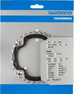 Звезда передняя для велосипеда SHIMANO FC T521  32T AE черная УТ 00079090