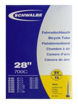 Велокамера Schwalbe SV15 extra long  28"(700С)/27"x0 75 1 10 18/23 622/630 Presta 60mm 10427163 УТ 00140752