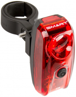 Фонарь велосипедный SMART  задний 1диод 4функции 80люмен с батарейками красный (5 221518) 5 221519 УТ 00218926
